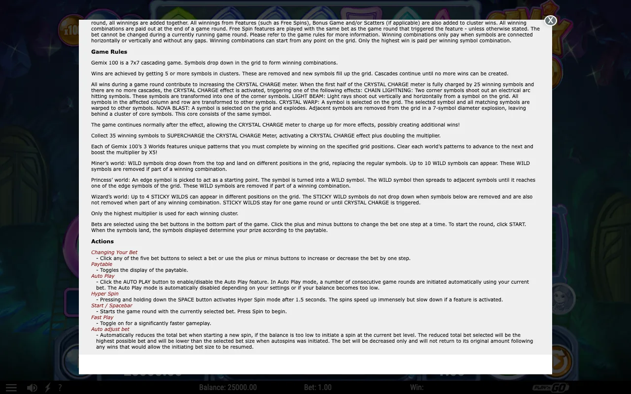 Game rules, page 2 — Gemix 100