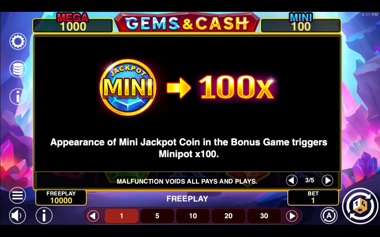 Game rules, page 3 — Gems And Cash Hold And Win