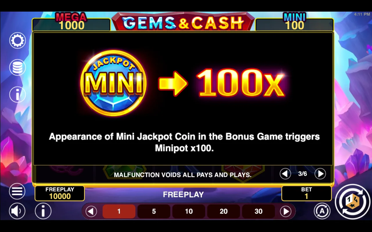 Game rules, page 3 — Gems And Cash Win Spins
