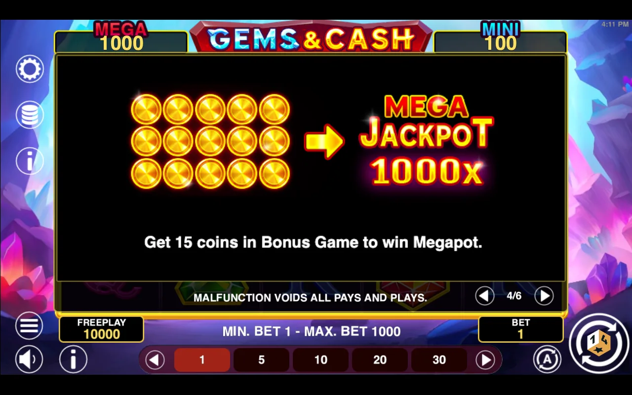 Game rules, page 4 — Gems And Cash Win Spins