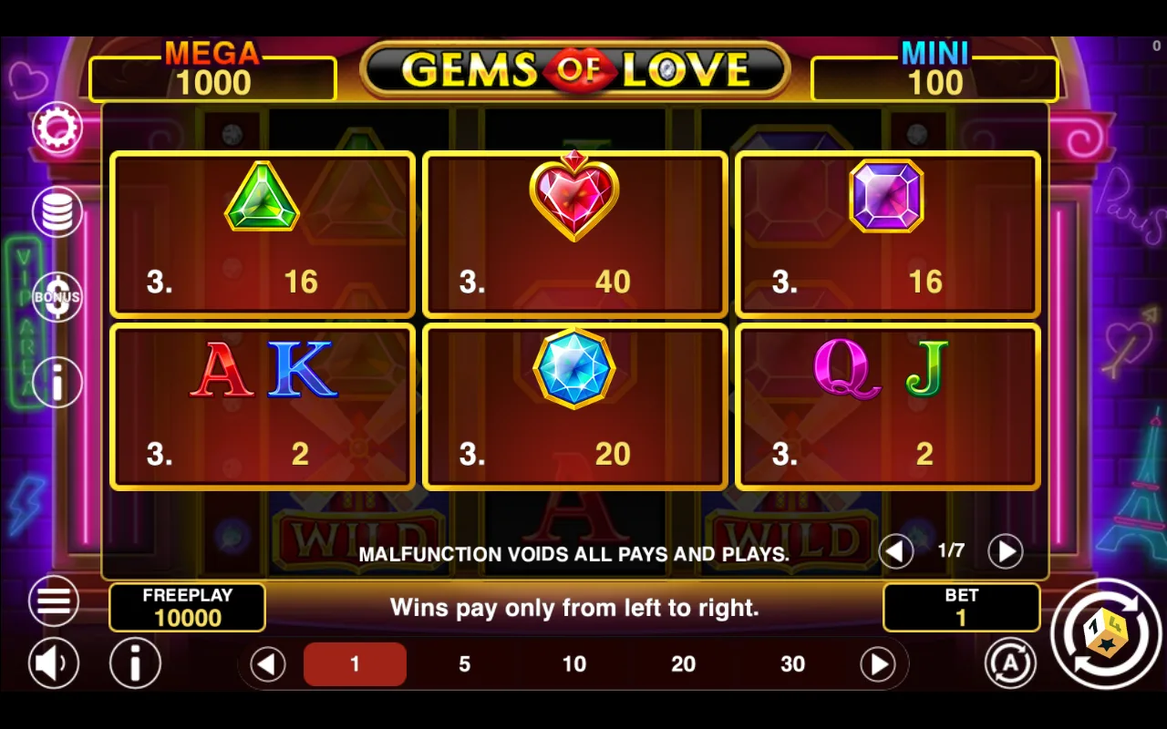 Game rules, page 1 — Gems of Love Hold And Win