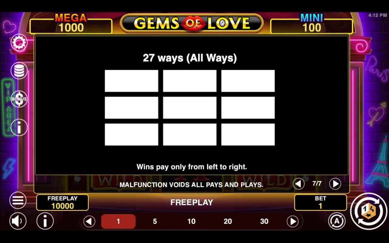 Game rules, page 7 — Gems of Love Hold And Win