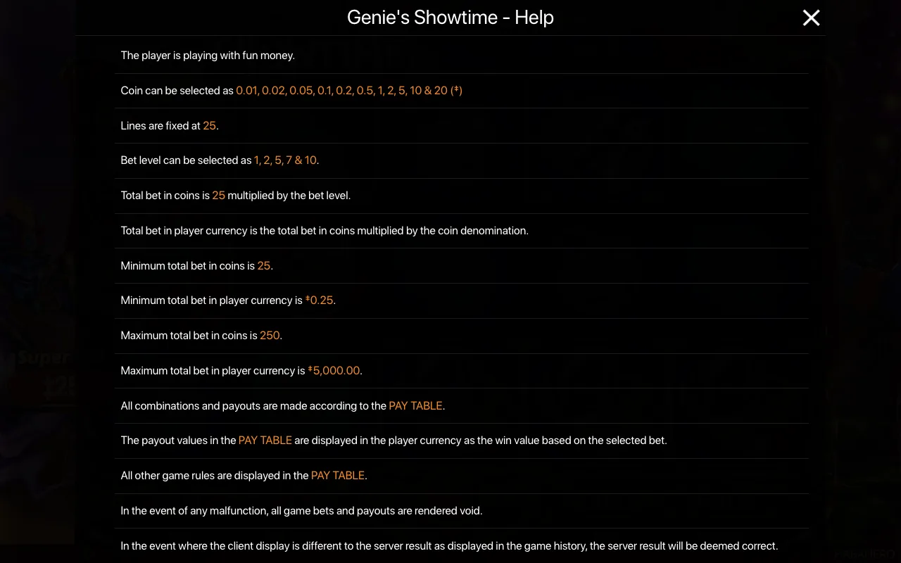 Spielregeln, Seite 1 — Genies Showtime