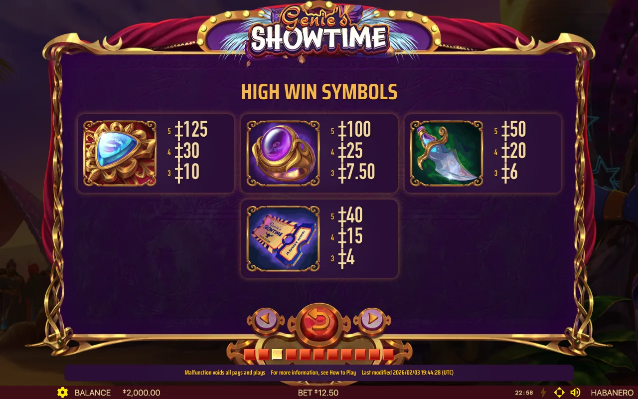 High win symbols — Genies Showtime