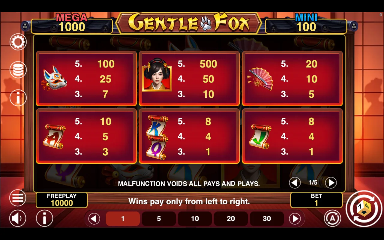 Game rules, page 1 — Gentle Fox Hold And Win