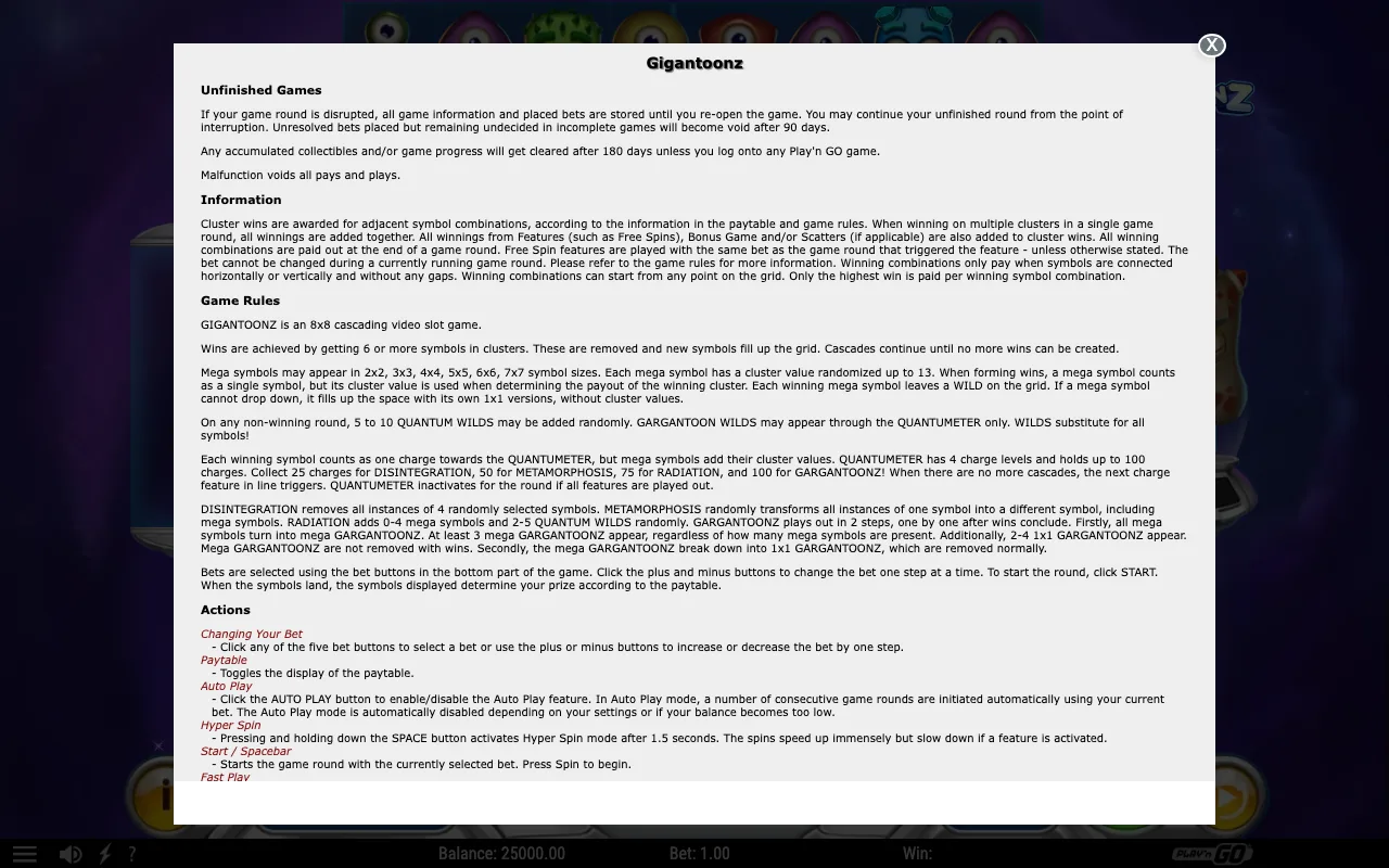 Game rules, page 1 — Gigantoonz