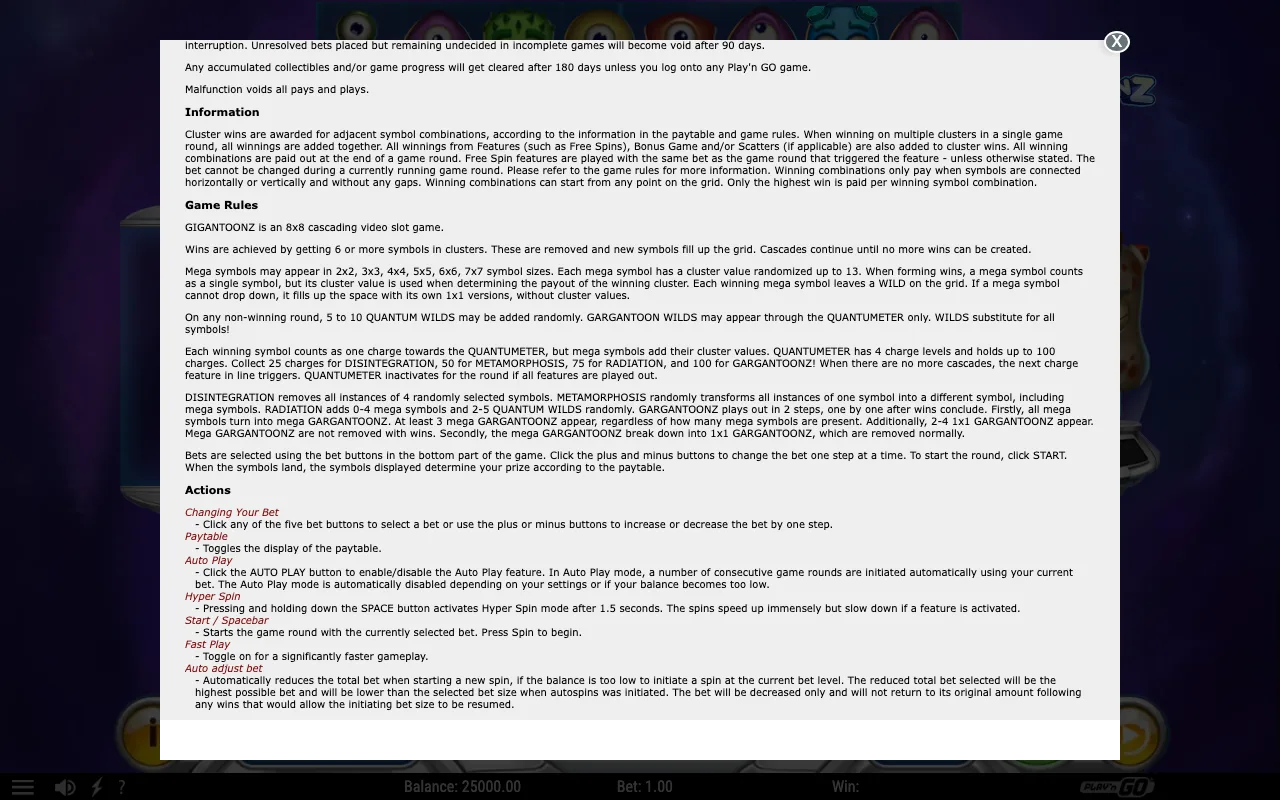 Game rules, page 2 — Gigantoonz