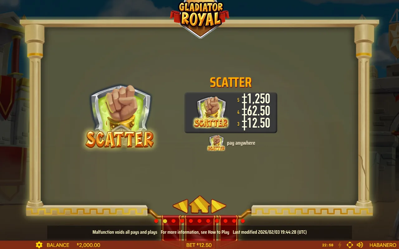 Le symbole Scatter — Gladiator Royal