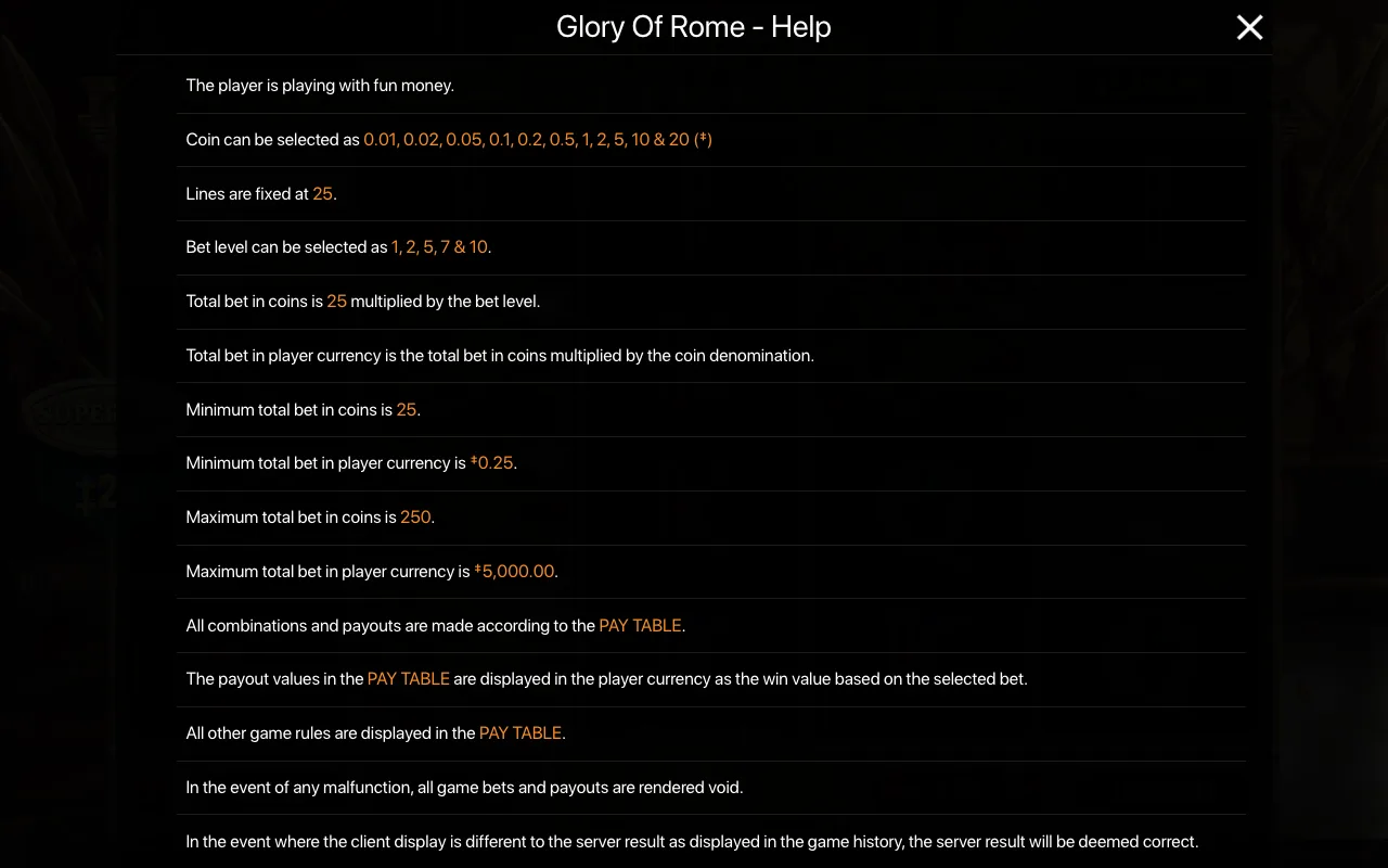 Game rules, page 1 — Glory Of Rome