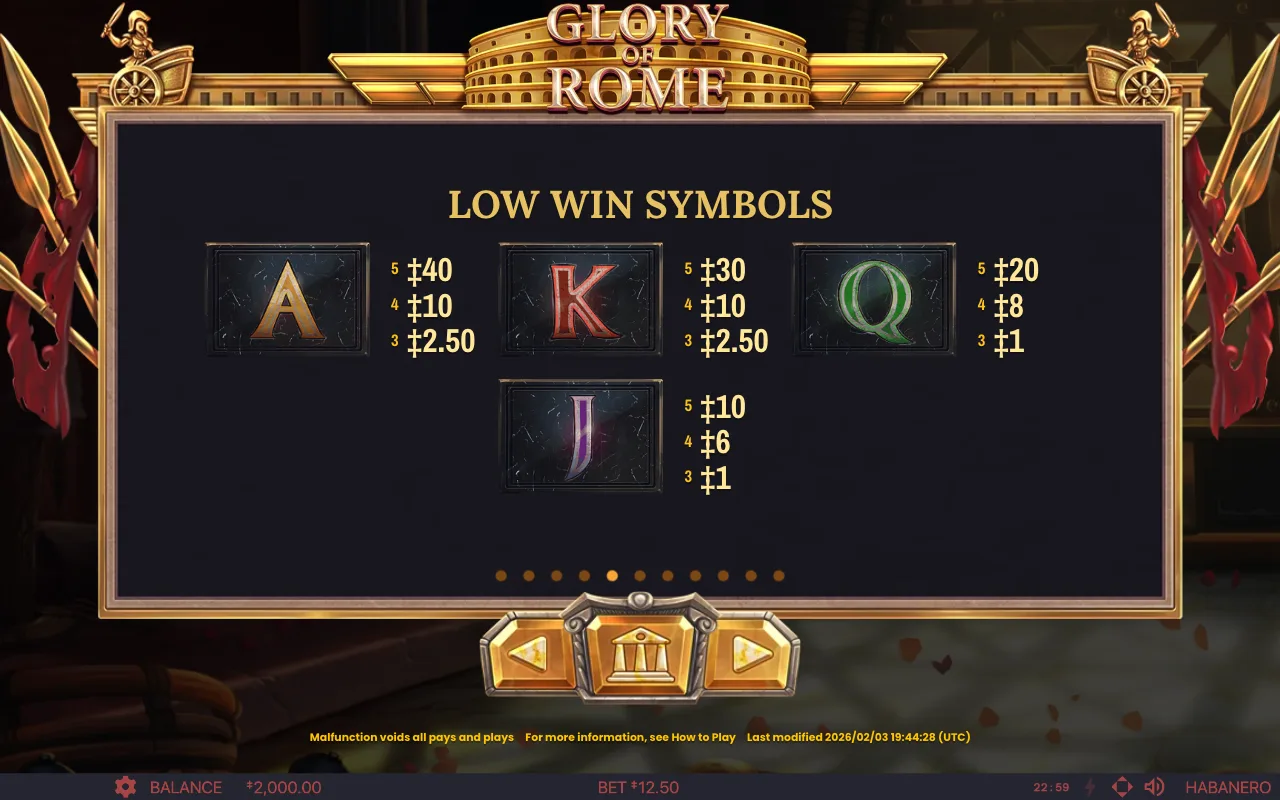 Low win symbols — Glory Of Rome