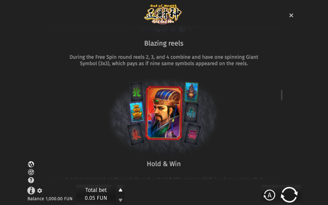 Game rules, page 4 — God of Wealth Hold and Win