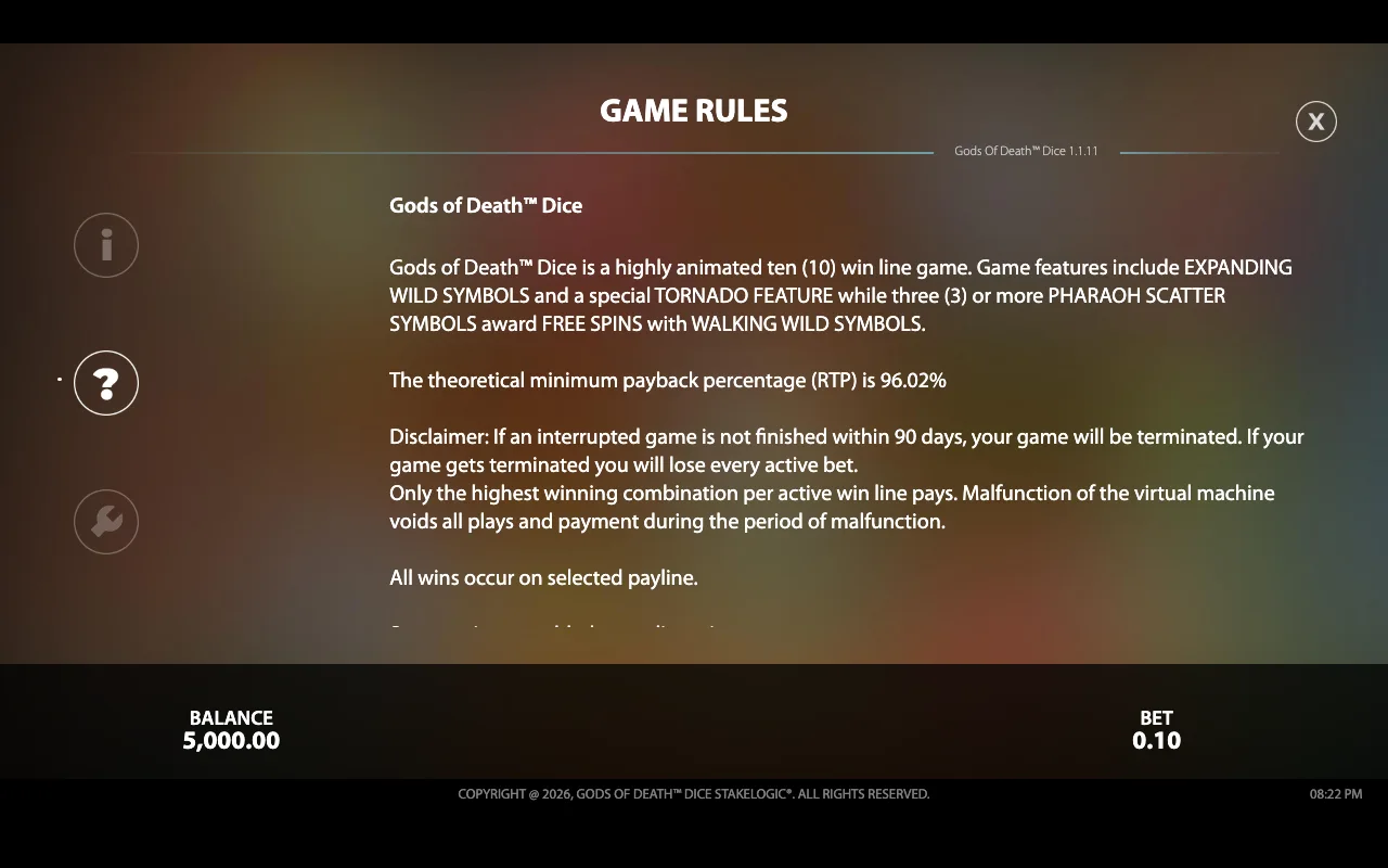 Game rules — Gods of Death Dice