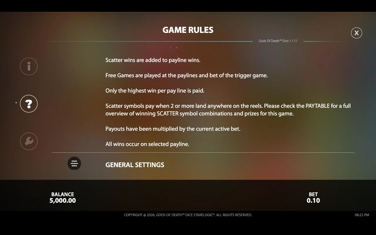 Game rules — Gods of Death Dice