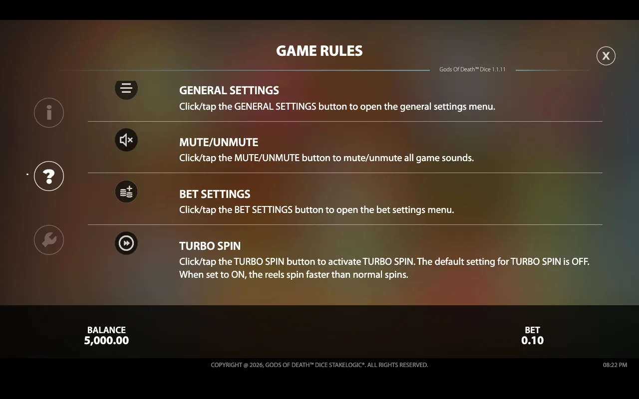 Game rules — Gods of Death Dice