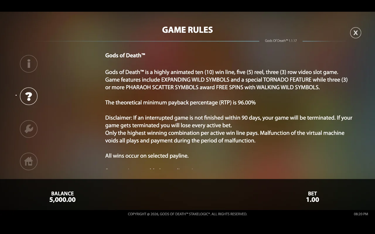 Game rules — Gods of Death