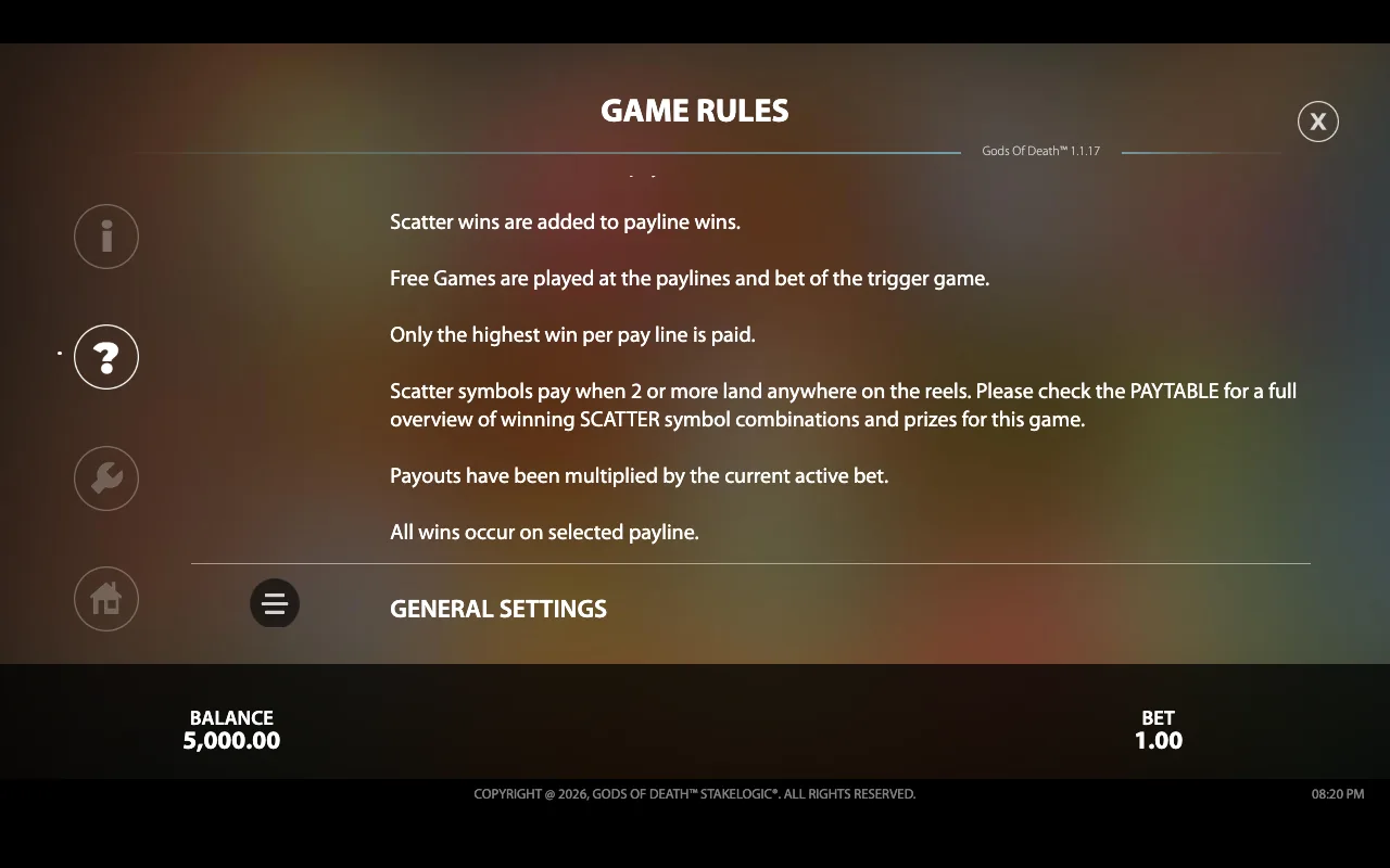 Game rules — Gods of Death