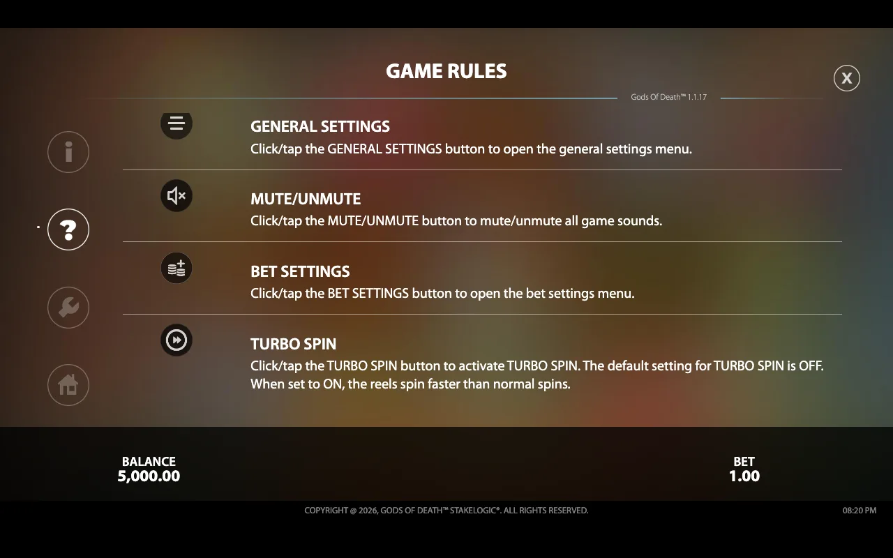 Game rules — Gods of Death