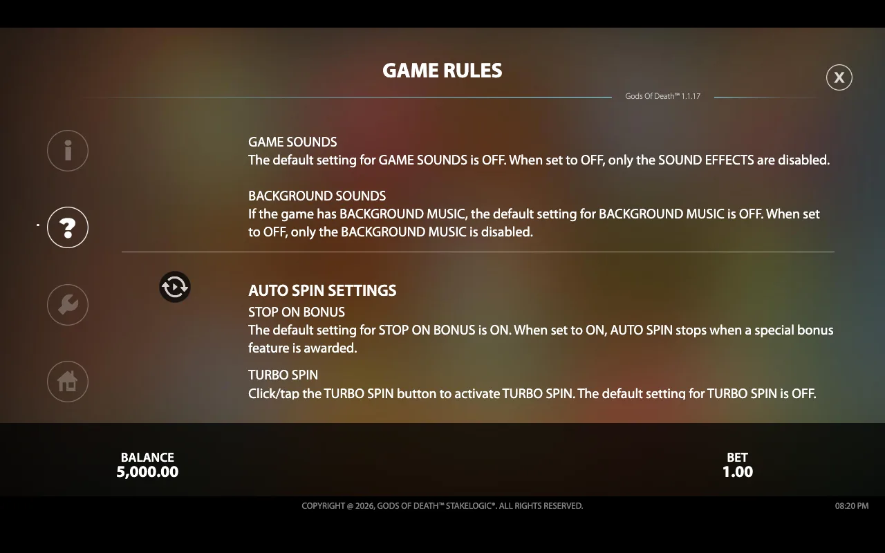 Game rules — Gods of Death
