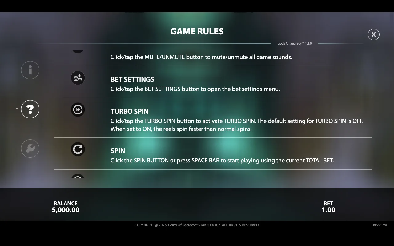 Game rules — Gods of Secrecy
