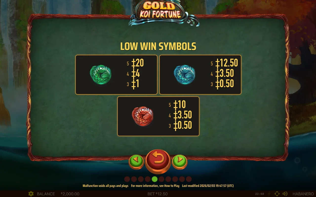 Low win symbols — Gold Koi Fortune