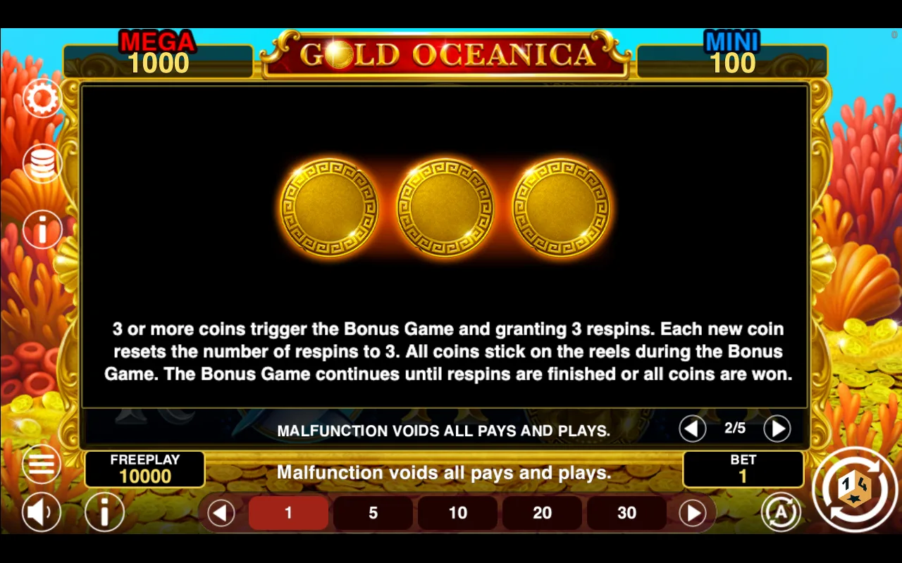 Game rules, page 2 — Gold Oceanica Hold And Win