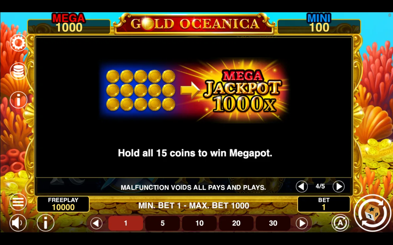 Game rules, page 4 — Gold Oceanica Hold And Win