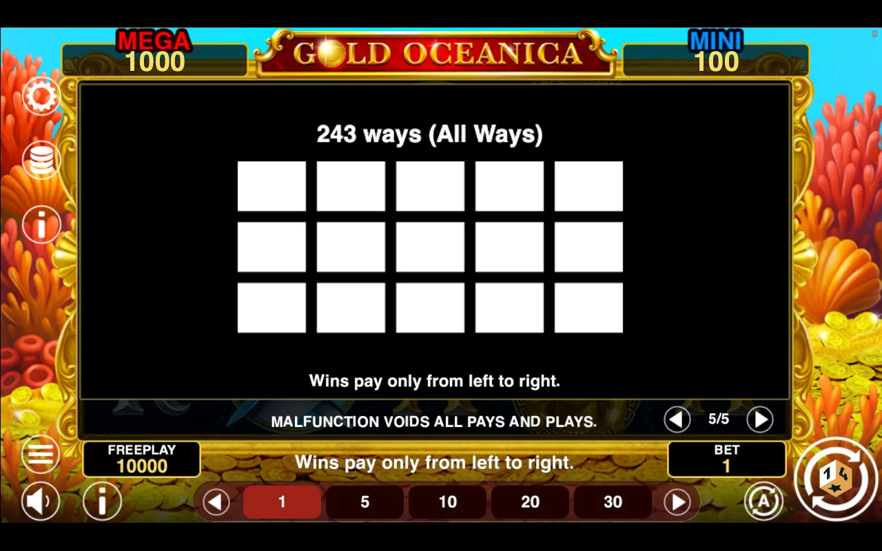 Game rules, page 5 — Gold Oceanica Hold And Win