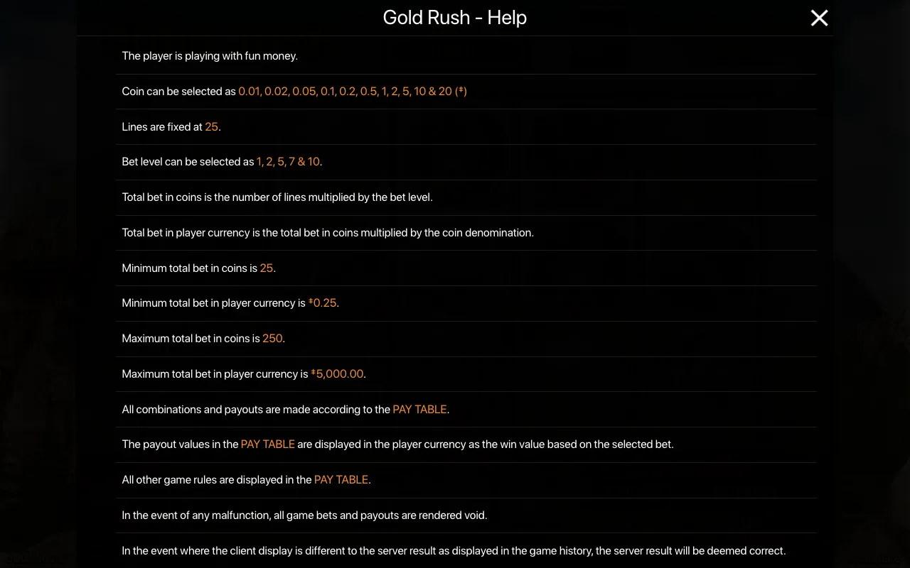 Game rules, page 1 — Gold Rush