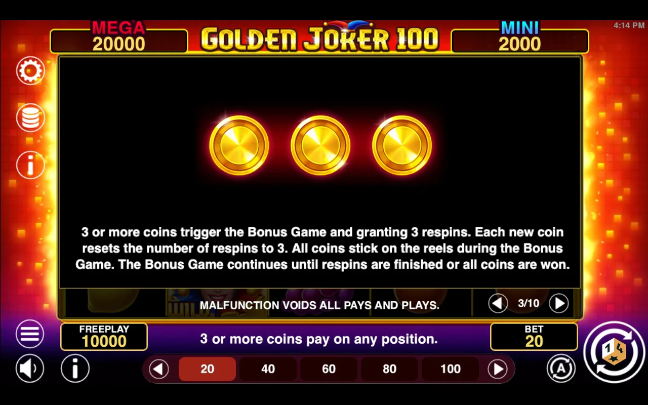 Game rules, page 3 — Golden Joker 100 Hold And Win