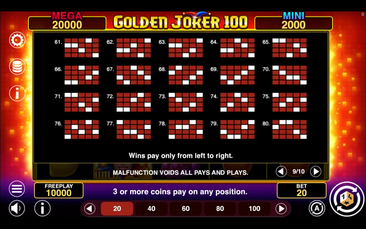 Game rules, page 9 — Golden Joker 100 Hold And Win