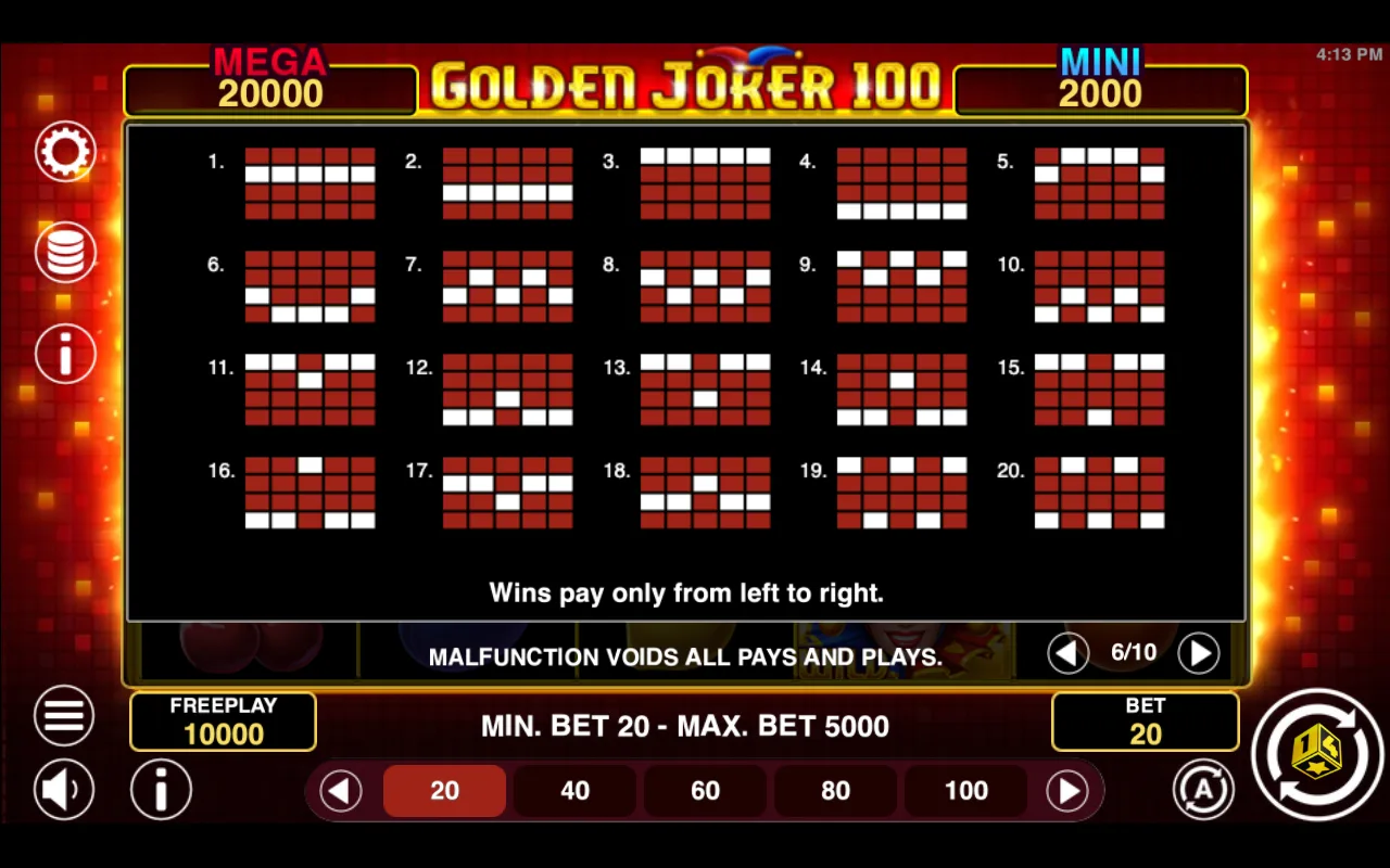 Game rules, page 5 — Golden Joker 100