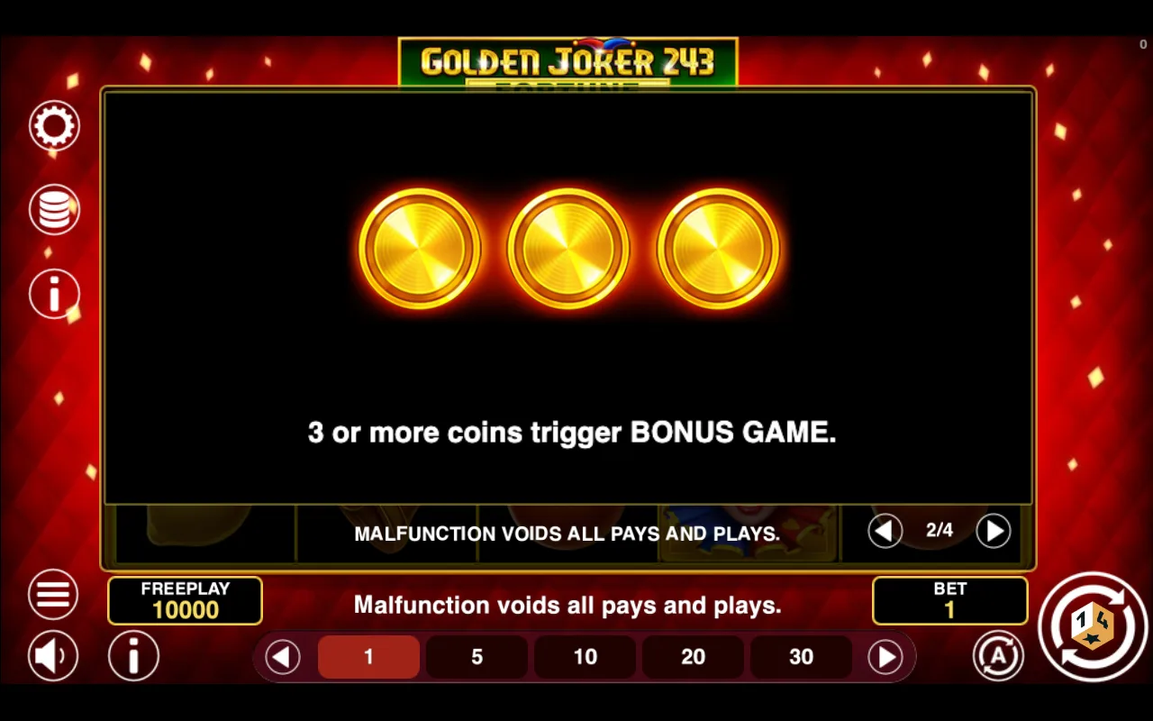 Game rules, page 2 — Golden Joker 243 Fortune