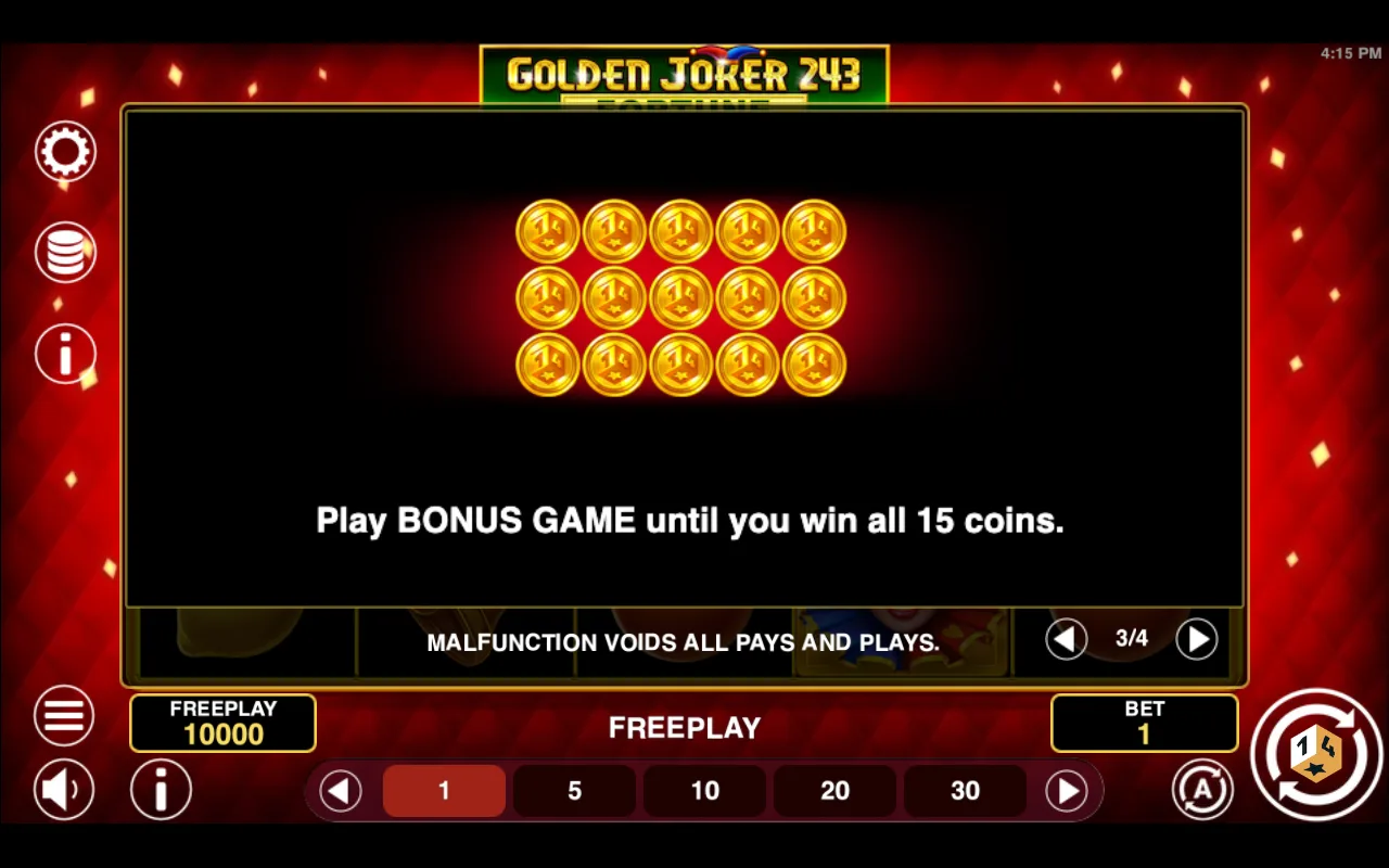 Game rules, page 3 — Golden Joker 243 Fortune
