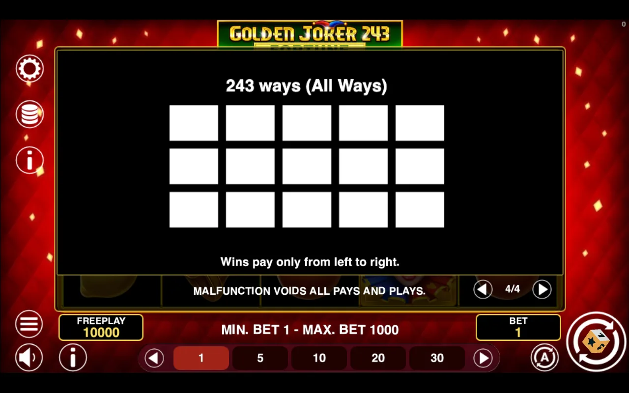 Game rules, page 4 — Golden Joker 243 Fortune