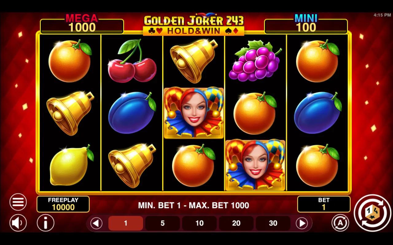 The base game — Golden Joker 243 Hold And Win