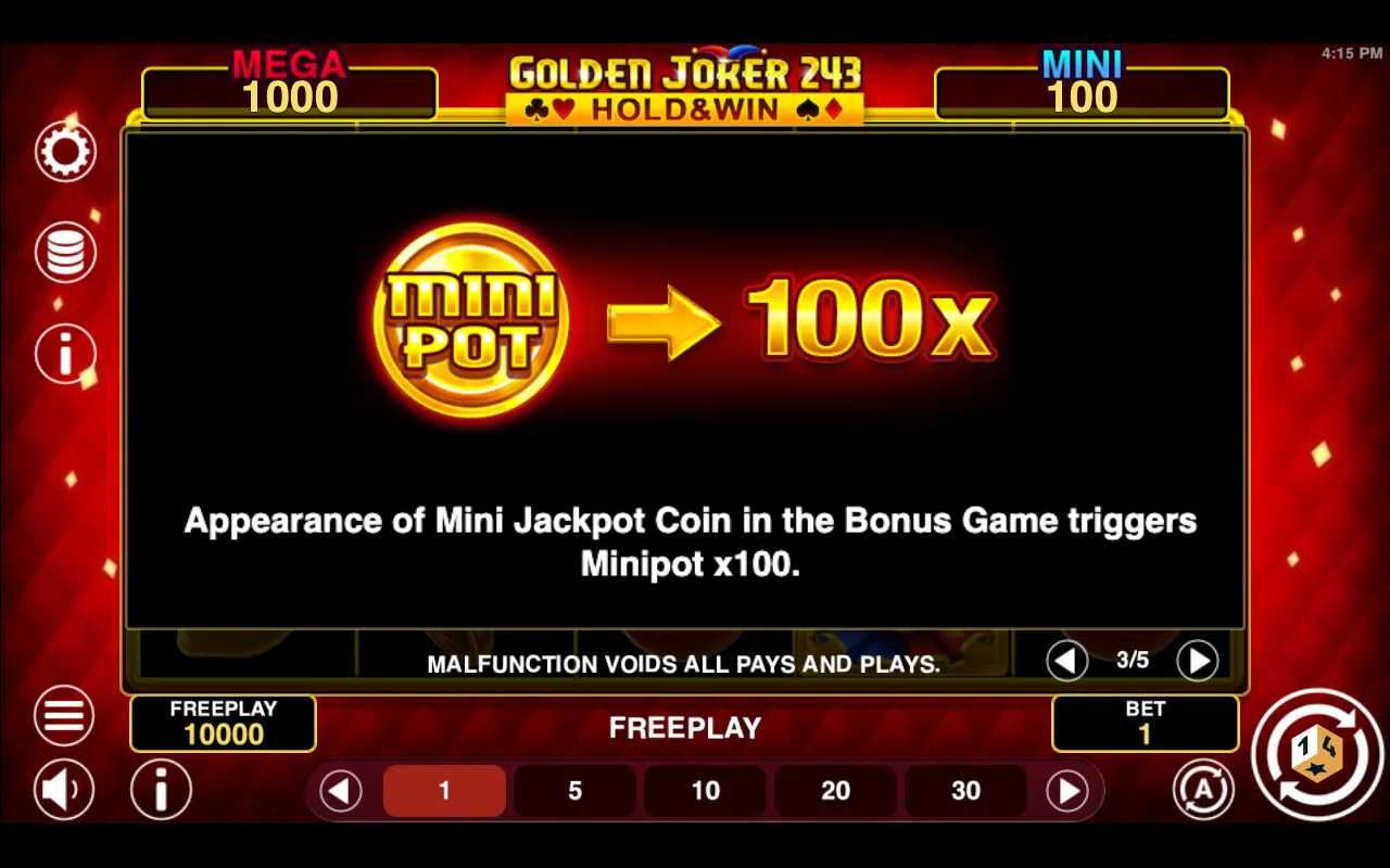 Game rules, page 3 — Golden Joker 243 Hold And Win