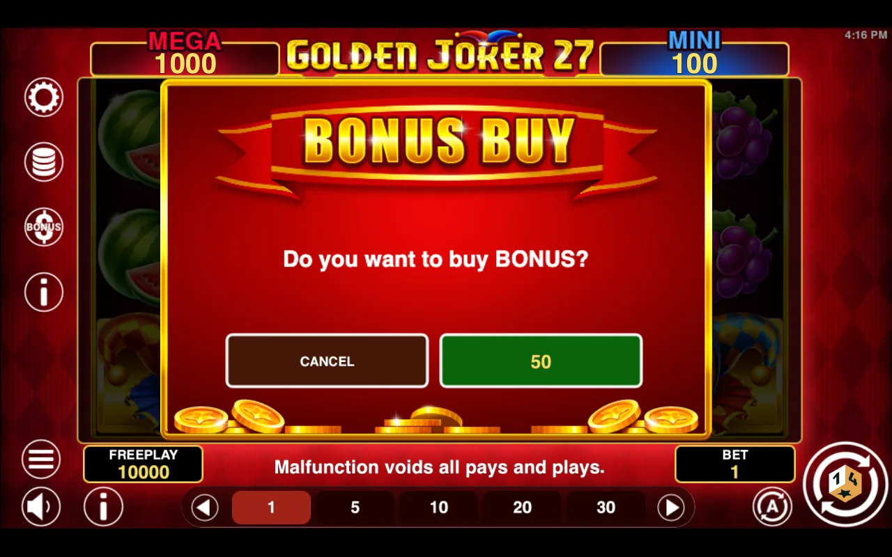 Buying the feature — Golden Joker 27 Hold And Win