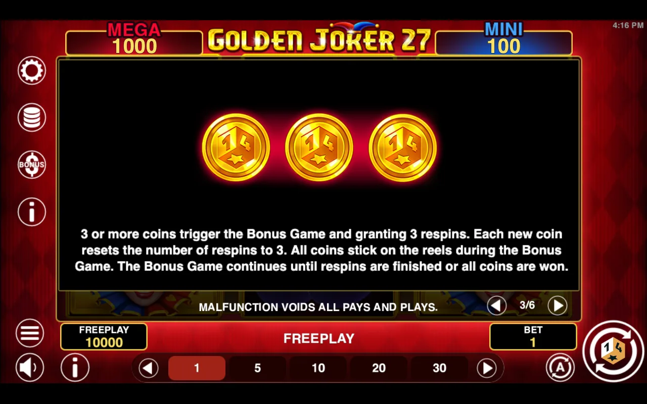 Game rules, page 3 — Golden Joker 27 Hold And Win