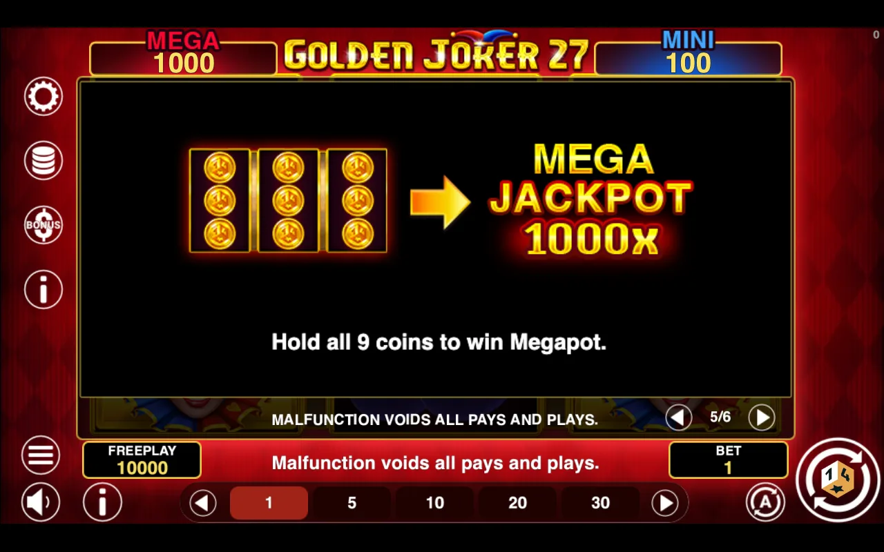 Game rules, page 5 — Golden Joker 27 Hold And Win
