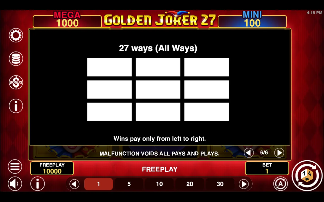 Game rules, page 6 — Golden Joker 27 Hold And Win