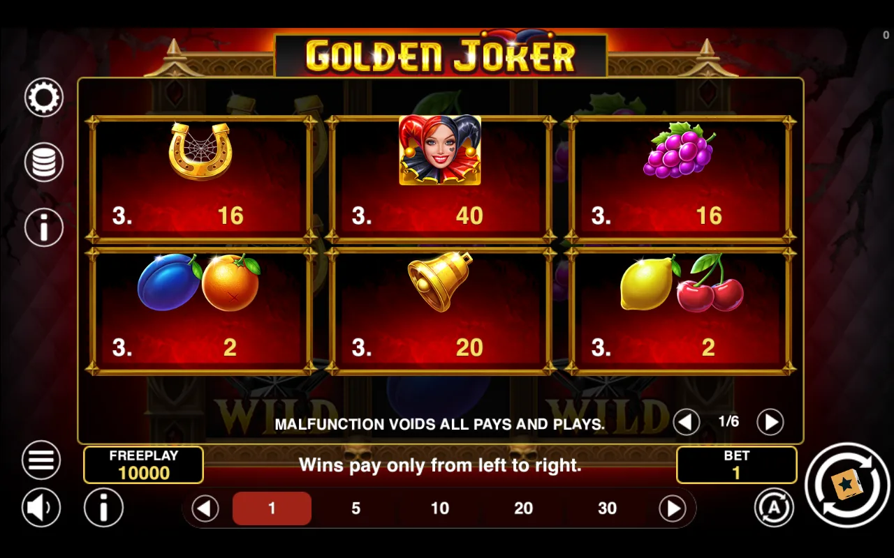 Game rules, page 1 — Golden Joker Halloween
