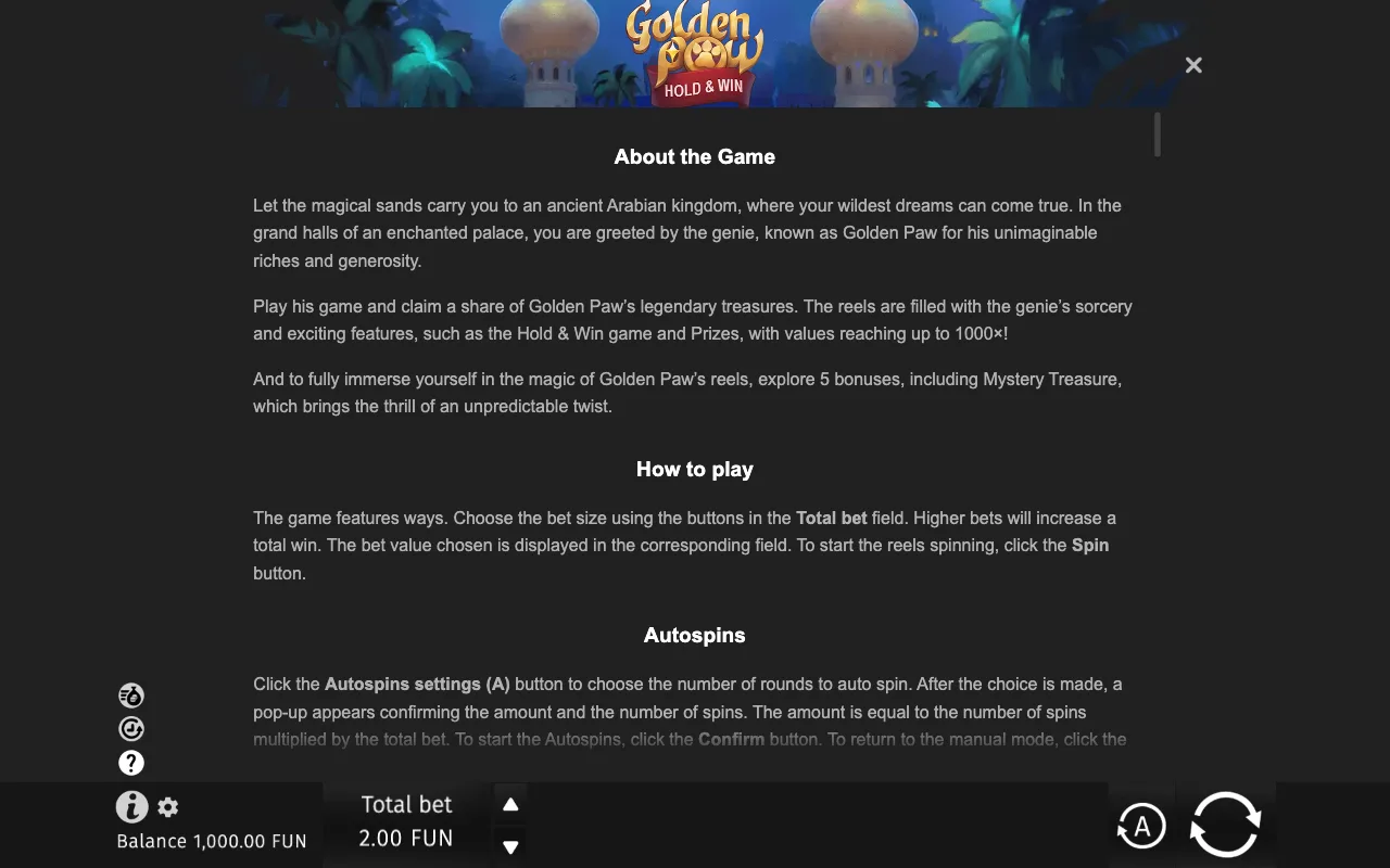 Game rules, page 6 — Golden Paw Hold Win