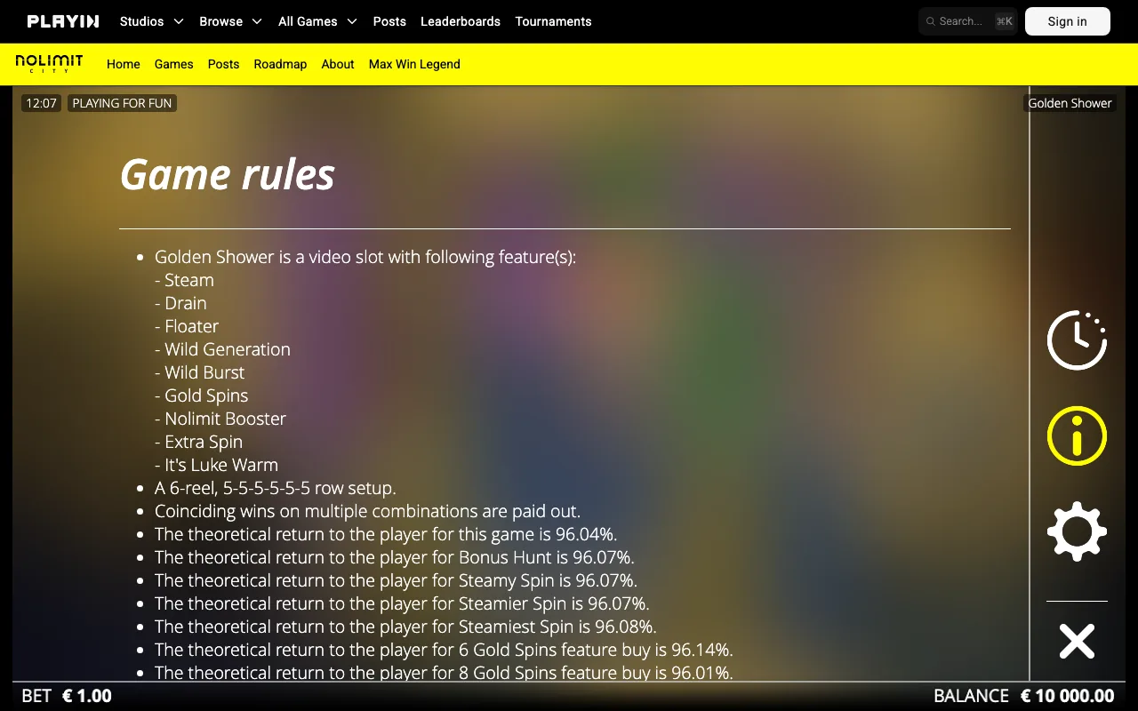 Game rules, page 1 — Golden Shower