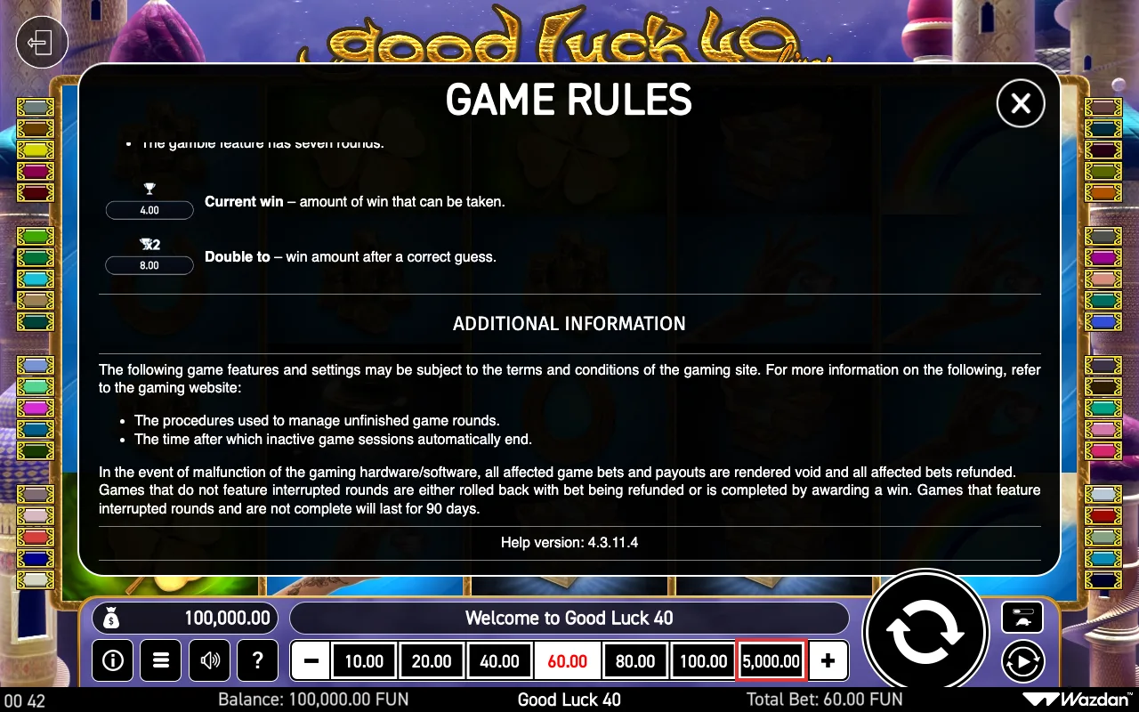 Game rules, page 7 — Good Luck 40
