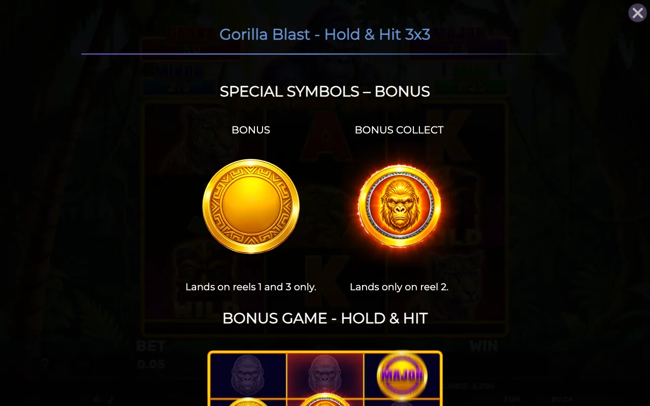 Special symbols - bonus — Gorilla Blast Holdhit 3x3