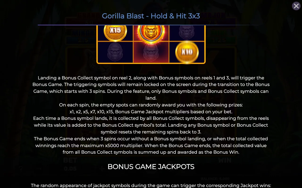 Game rules, page 2 — Gorilla Blast Holdhit 3x3