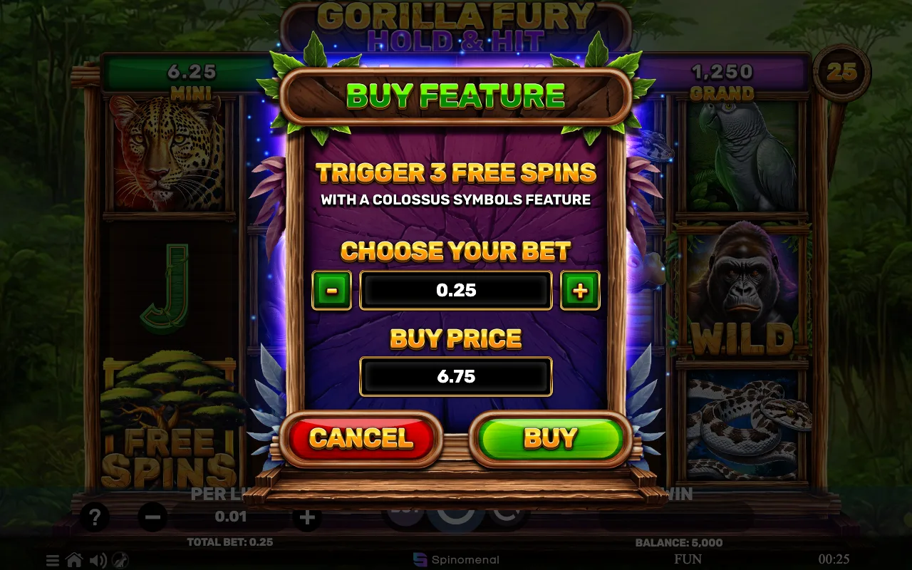 Buying the feature — Gorilla Fury Hold Hit
