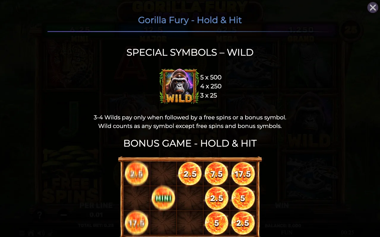 Special symbols - wild — Gorilla Fury Hold Hit