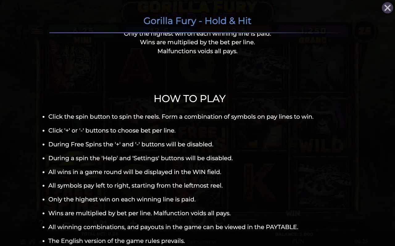 How to play — Gorilla Fury Hold Hit