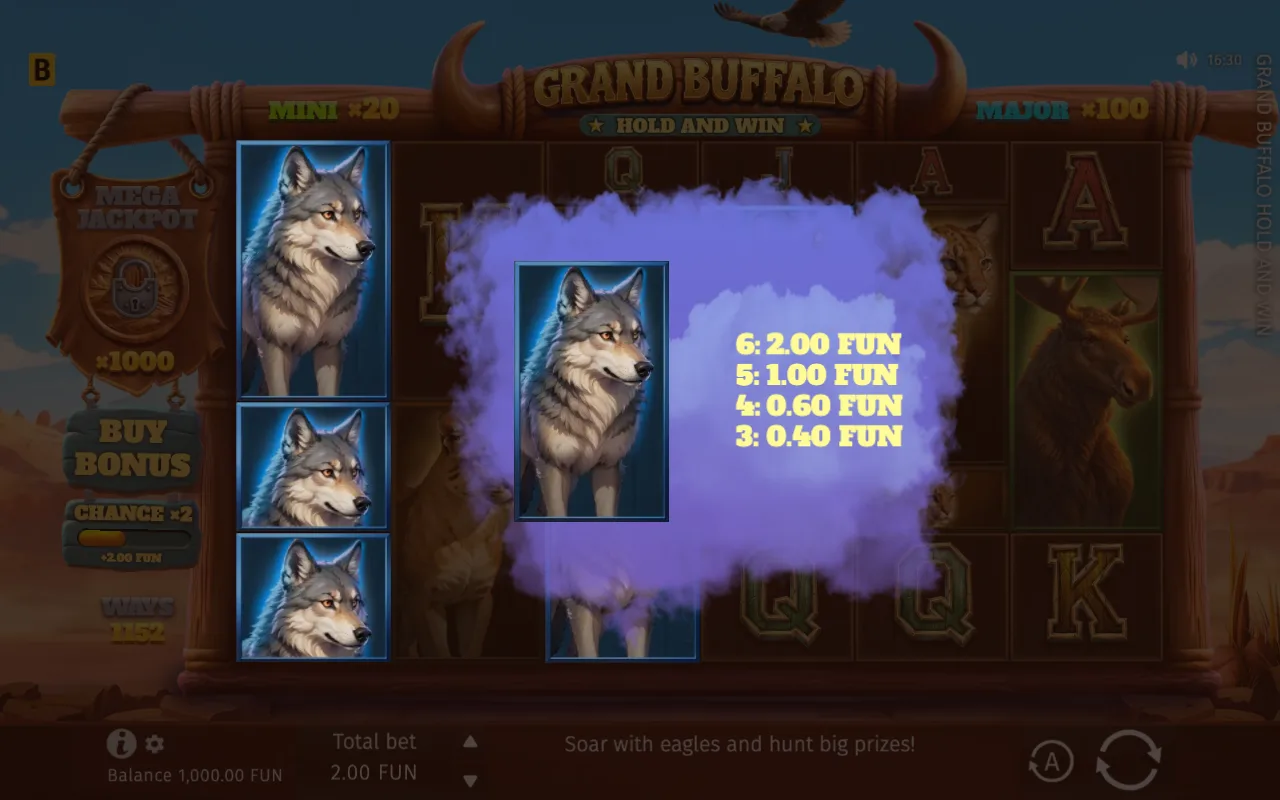 The base game — Grand Buffalo Hold & Win